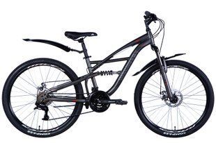 Купити Велосипед сталь 26" Discovery TRON двопідвіс DD рама-15" сріблясто-чорний (матовий) з крилом Pl 2024 з доставкою по Україні