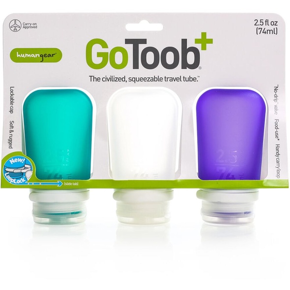 Набор силиконовых бутылочек Humangear GoToob + 3 Pack Medium Clear Purple Teal (білий, фіолетовий, зелений)