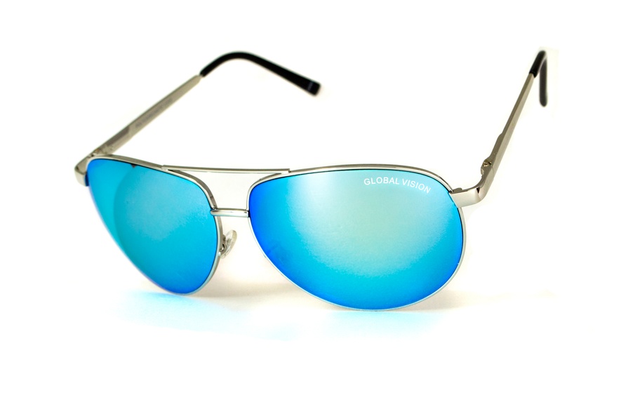 Окуляри захисні відкриті Global Vision Aviator-4 (G-Tech™ blue) сині дзеркальні