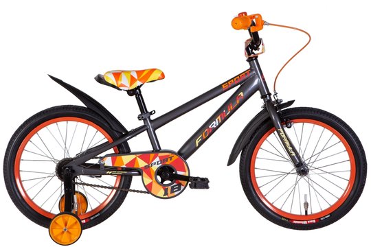 Купити Велосипед дитячий 18" Formula Sport ST 2022, з крилом, сірий з помаранчевим з доставкою по Україні