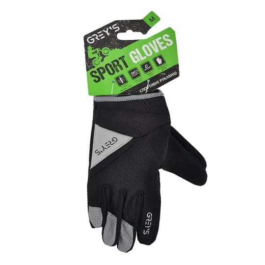 Купити Велоперчатки зимові Grey's GR18412 з пальцями та гелевими вставками, чорні М з доставкою по Україні