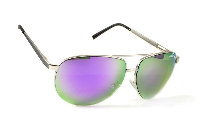 Окуляри захисні відкриті Global Vision Aviator-4 (G-Tech™ purple) фіолетові дзеркальні