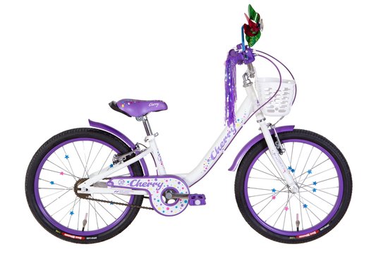 Купити Велосипед дитячий 20" Formula Cherry ST 2022, з крилом та кошиком, білий з сиреневим з доставкою по Україні