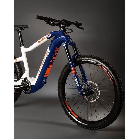 Купити Електровелосипед Haibike Flyon XDURO AllTrail 5.0 i630Wh 11 s. NX 19 HB 27.5", рама M, синьо-біло-помаранчевий, 2020 з доставкою по Україні