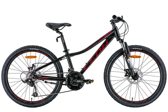 Купити Велосипед 24" Leon JUNIOR AM DD 2022 чорний з червоним м з доставкою по Україні