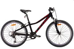 Купити Велосипед 24" Leon JUNIOR AM Vbr 2022 (черный с красным (м)) з доставкою по Україні