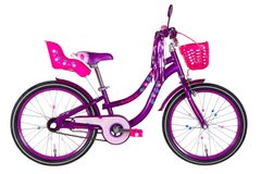 Купити Велосипед дитячий 20" Formula Flower ST 2022, корзиною та багажником для ляльки, фіолетовий з доставкою по Україні