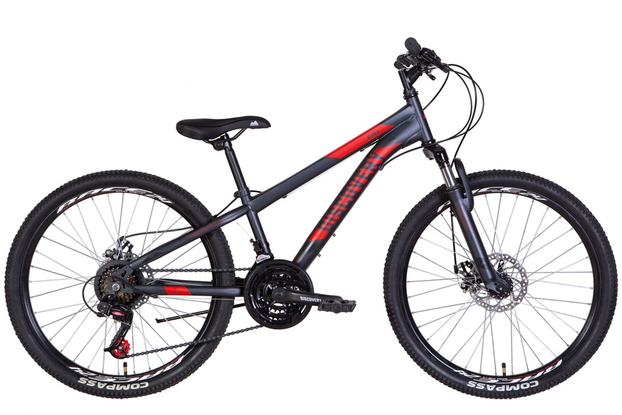 Купить Велосипед 24" Discovery RIDER AM DD 2022 темно-серебристый с красным м с доставкой по Украине