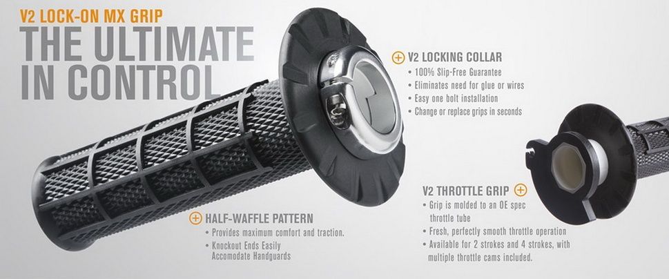 Мото Гріпси ODI MX V2 MX Lock-On Half-Waffle Graphite