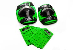 Купити Захист для дітей Green Cycle FLASH наколінники, налокітники, рукавички, зелено-чорний з доставкою по Україні