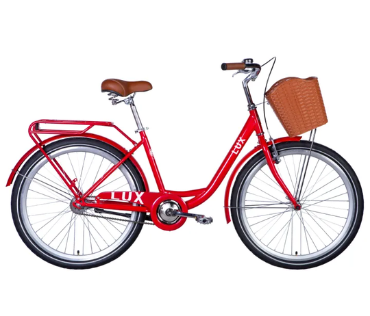 Купить Велосипед ST 26" Dorozhnik LUX Velosteel рама-17" красный с багажником задн. St с корзиной Pl с крылом St 2024 с доставкой по Украине