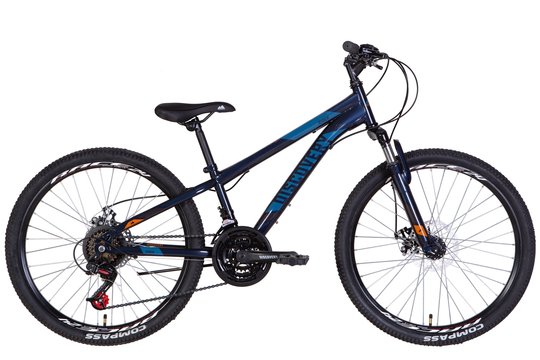 Купити Велосипед підлітковий 24" Discovery RIDER AM Vbr рама-11,5" темно-синій з помаранчевим 2022 з доставкою по Україні