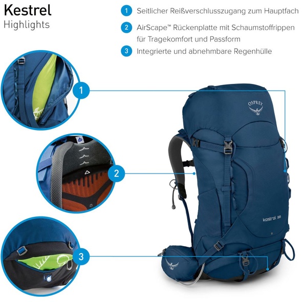 Рюкзак Osprey Kestrel 38 Loch Blue - M/L - синій