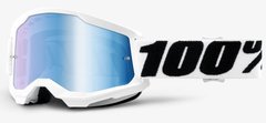 Мото очки 100% STRATA 2 Goggle Everest - Mirror Blue Lens, Mirror Lens, Black,White, Mirror Lens