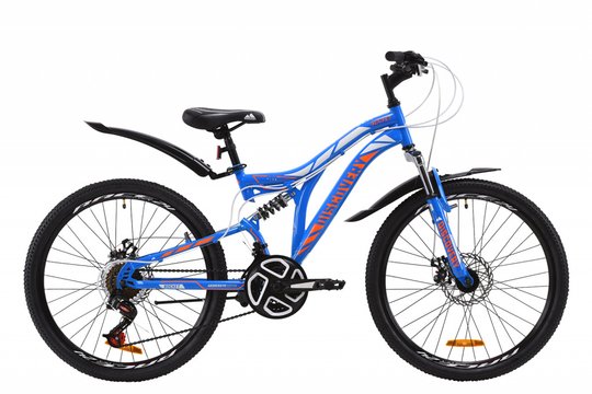 Купити Велосипед підлітковий 24" Discovery Rocket 2AM DD 2021, блакитно-помаранчевий з доставкою по Україні
