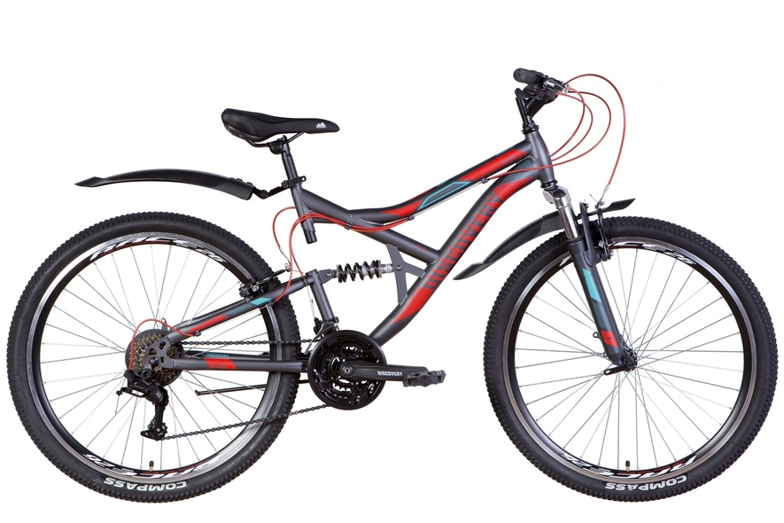 Купить Велосипед 26" Discovery CANYON AM2 Vbr 2022 темно-серый с красным и голубым м с доставкой по Украине